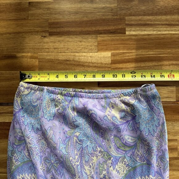 Y2K Ruffle Hem Maxi Skirt Purple Fuschia Pink Sz 14 Floral Paisley Peasant Boho - Picture 9 of 11